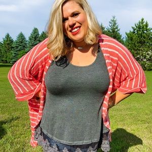 NWT Coral striped Cardigan Cuffed Sleeves